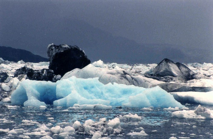 Beautiful blue colored (melted) Ice from Glaciers